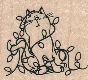 Cat Caught In Christmas Lights 2 1/4 x 2-0