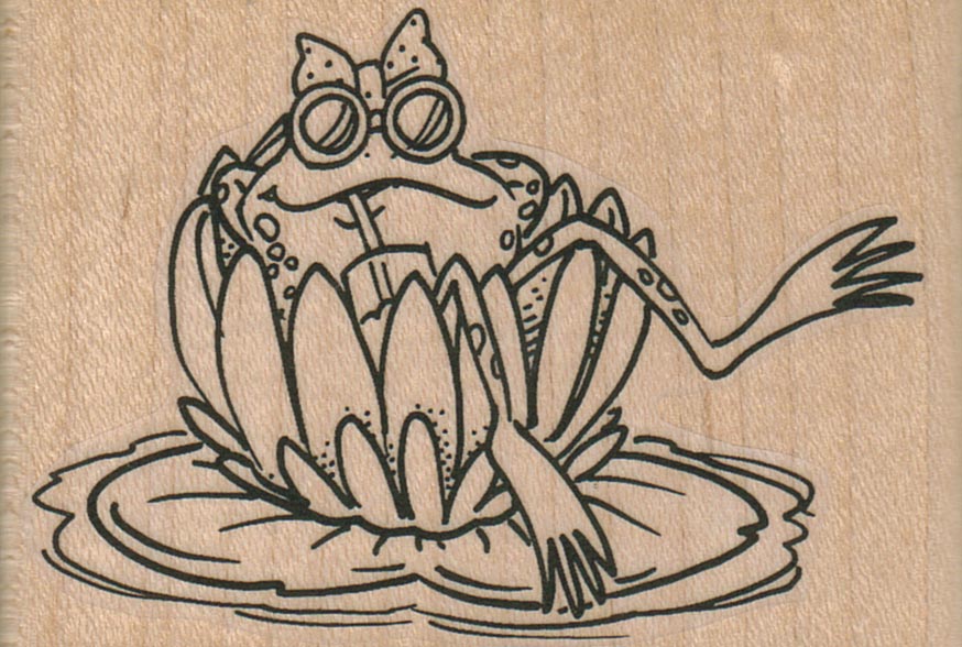 Frog Drinking in Lily Pad Flower 3 x 2