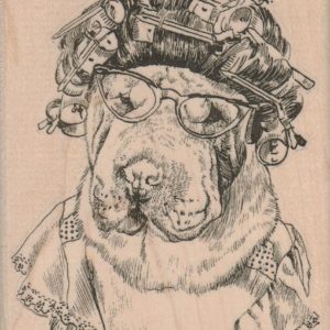 Sharpei Dog In Curlers 3 x 3 3/4-0