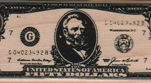 50 Dollar Bill 1 3/4 x 4-0
