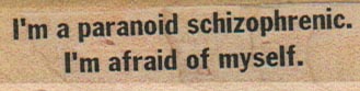 I’m A Paranoid Schizophrenic 3/4 x 2 1/4