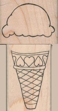 Cone & Ice Cream 1 1/2 x 2 1/4 & 2 x 1 1/2
