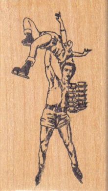 Man Balancing Cups And Woman 1 3/4 x 3