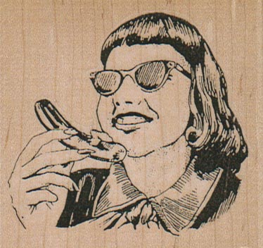 Woman With Hot Dog 2 3/4 x 2 1/2