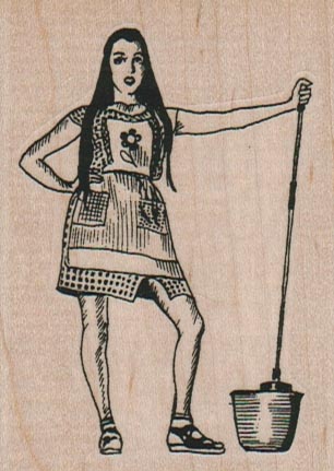 Lady With Mop And Pail 2 1/4 x 3