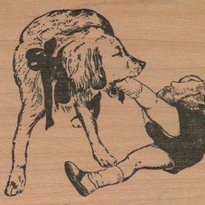 Dog Holding Child's Leg 3 1/4 x 2 1/2-0