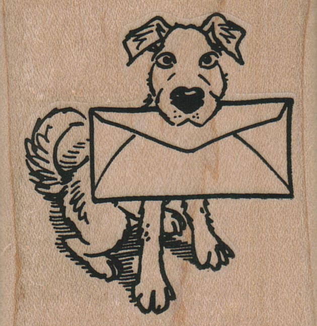 Dog With Envelope 2 1/4 x 2 1/4