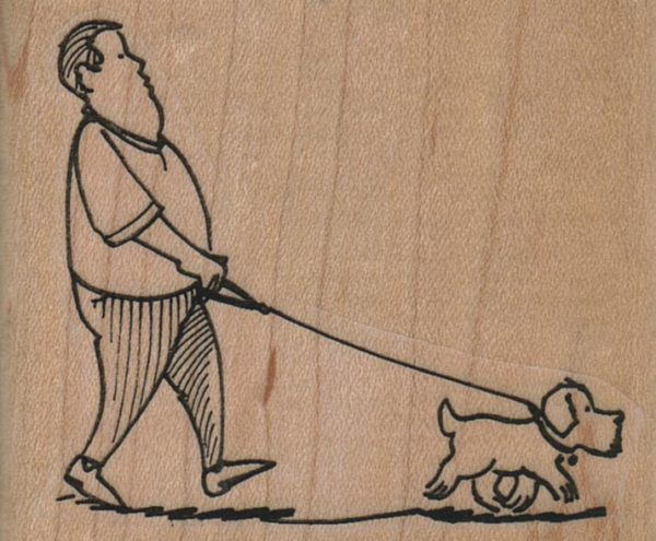 Man Walking Dog 2 1/2 x 2-0