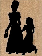Silhouette Woman & Girl/Lg 1 1/4 x 1 1/2-0