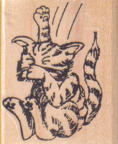 Cat Holding Nose & Jumping 1 3/4 x 2
