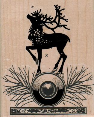 Reindeer on Ball Fir 3 1/2 x 4 1/4