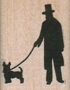 Silhouette Man With Dog/Med 1 x 1 1/4