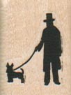 Silhouette Man With Dog/Sm 3/4 x 1