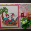 Flamingo On Beach 3 1/4 x 3 1/2-32084