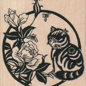 Cat & Flowers 2 1/2 x 2 3/4-0