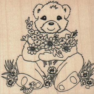 Bear With Flowers 3 1/4 x 3-0