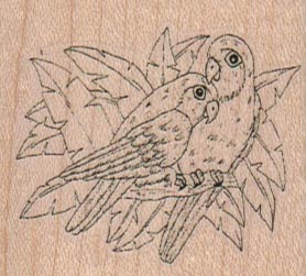 Love Birds/Leaves 2 x 1 3/4