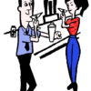 Couple Drinking Martinis 1 3/4 x 2 1/4-26205