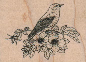 Bluebird with Roses 2 1/2 x 1 3/4