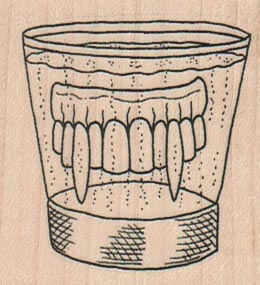 Vampire Teeth In Glass 2 x 2