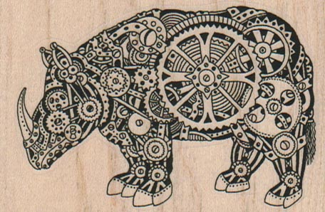 Steampunk Rhino 3 1/4 x 2