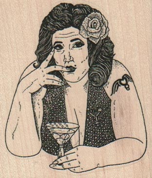 Lady With Martini 2 1/4 x 2 1/2