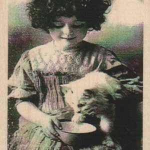 Girl Feeding Cat Photo/ATC 2 1/2 x 3 1/4-0