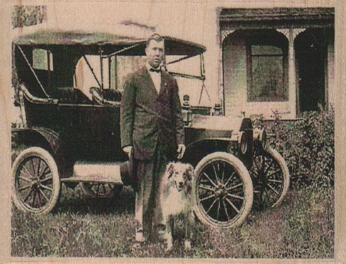 Man With Dog and Car Photo/ATC 3 1/2 x 2 1/2