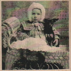 Bonnet Girl With Dog Photo 3 x 3-0