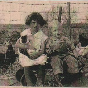 Children With Cat And Chickens Photo/ATC 3 1/4 x 2 1/4-0