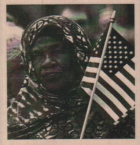 Lady With Flag 3 1/4 x 3 1/4