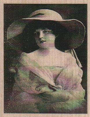 Young Lady In Big Hat Photo 2 1/4 x 2 3/4