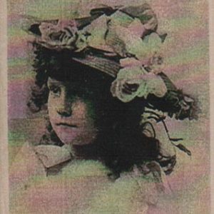 Girl In Flowered Hat Photo 2 1/4 x 2 1/2-0