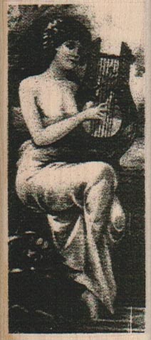 Lady Playing Lyre Photo 1 1/2 x 3 1/4