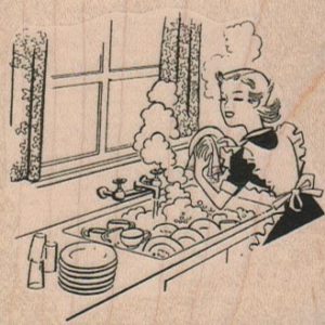 Lady Washing Dishes 2 1/2 x 2 1/4-0