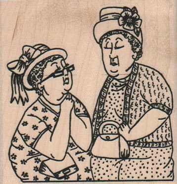 Two Ladies In Hats 2 1/2 x 2 1/2