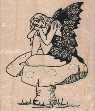 Fairy On Mushroom 2 1/4 x 2 1/2