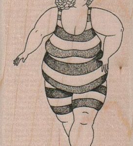 Striped Swimsuit Lady 2 x 3-0