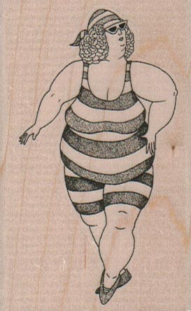 Striped Swimsuit Lady 2 x 3