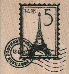 Paris Eiffel Stamp Cancelled 1 3/4 x 1 3/4