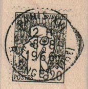 Stamp With Paris Cancellation 1 1/4 x 1 1/4