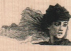 Lady With Flowing Scarf Small 1 1/4 x 3/4-0