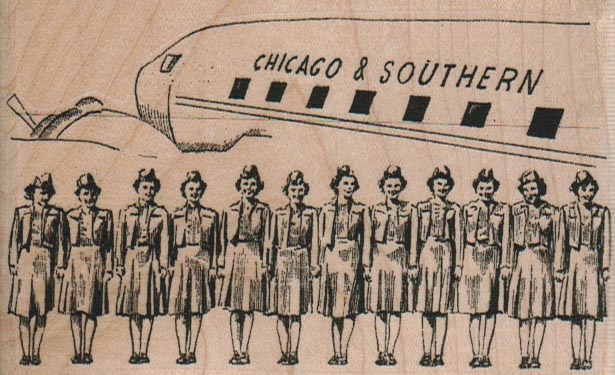 Chicago And Southern Stewardesses 4 1/4 x 2 3/4