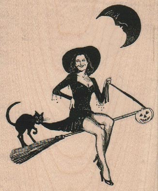 Witch, Cat and Moon 3 1/2 x 4