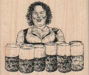 Barmaid With Beer Mugs 3 x 2 1/2