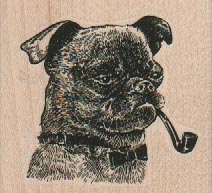 Dog With Pipe 2 1/4 x 2