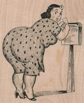 Lady Mailing Letter 3 x 3 1/2