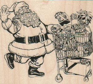 Shopping Cart Santa 3 1/2 x 2 3/4-0