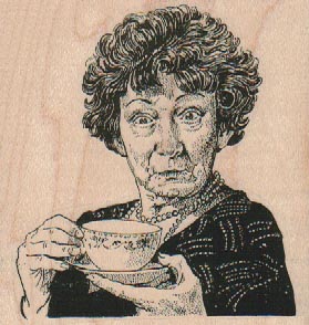 Lady With Cuppa 3 x 3