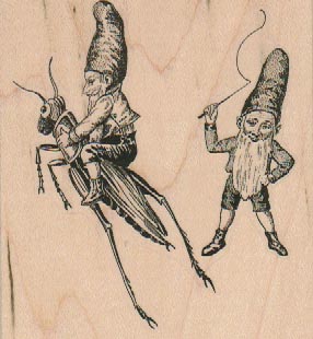 Two Gnomes With Grasshopper 3 x 3 1/4